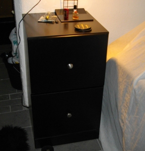 One of the nightstands/file cabinets